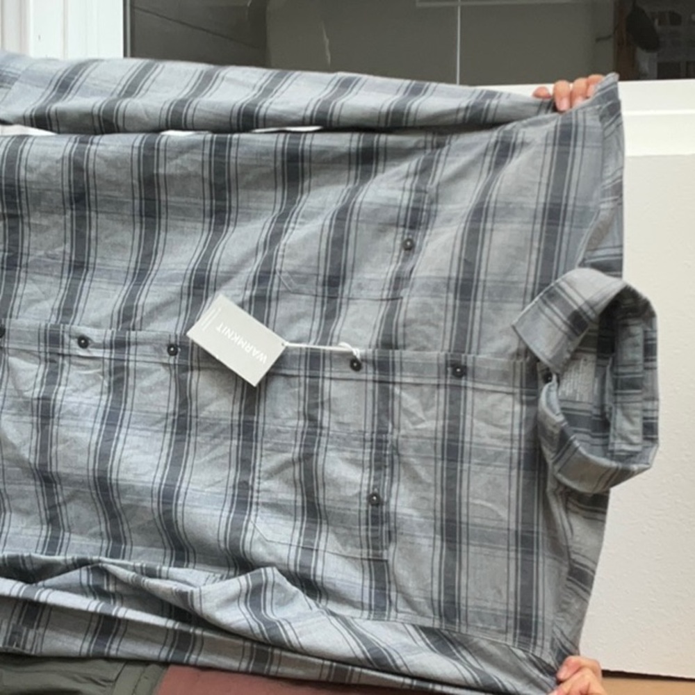 Mack Weldon warm knit flannel grey button down long sleeve